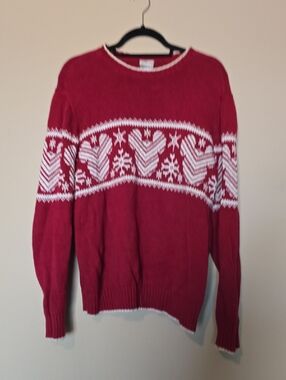 Mickey Red Fair Isle Pattern Crewneck Sweater Disney